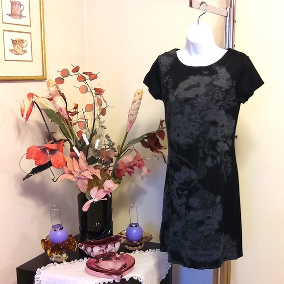 NWT GEISHA Unique Designed Black Gray Stretchy Cardigan Knit Sweater Dress S - Picture 3 of 8